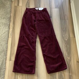 Burgundy low rise,baggy through hip & thigh,wide leg size 1/ xs